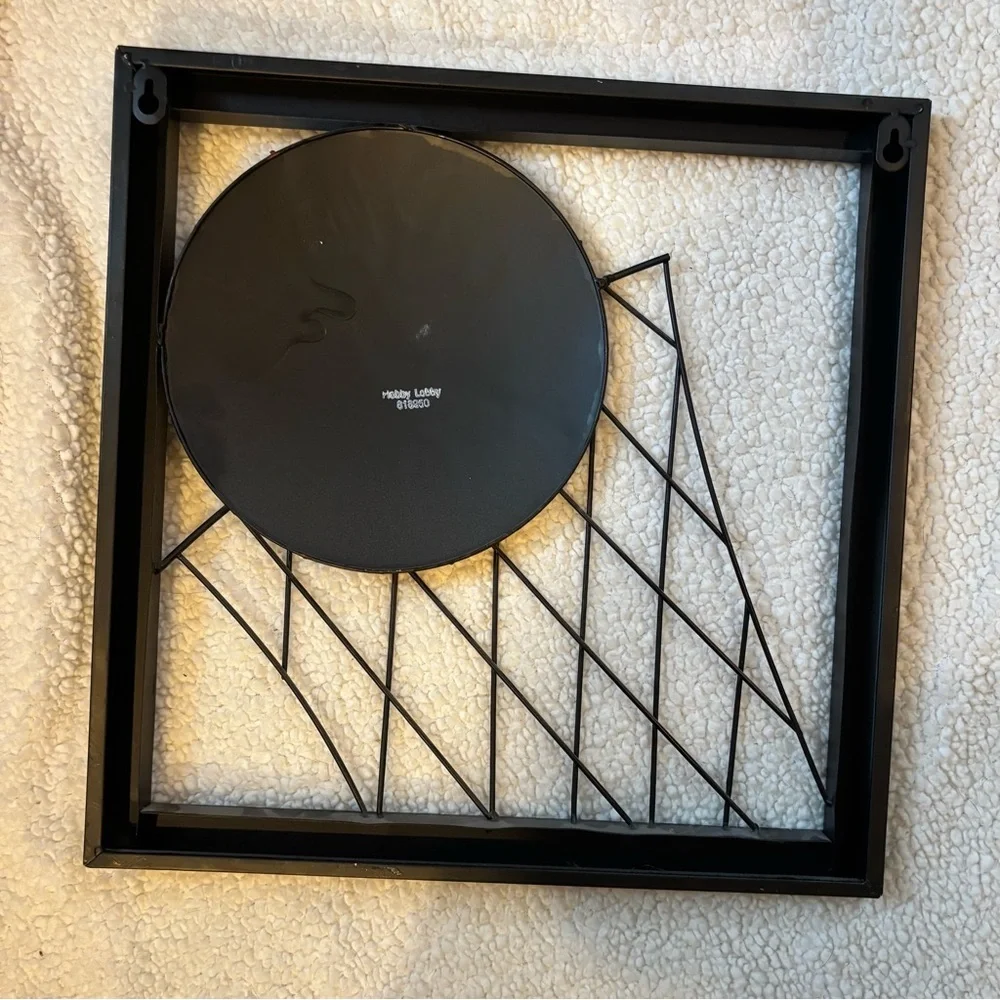 3D Metal Basketball Wall Art w/ Black Frame 16x16 for Boys Room, Bar, Man Cave